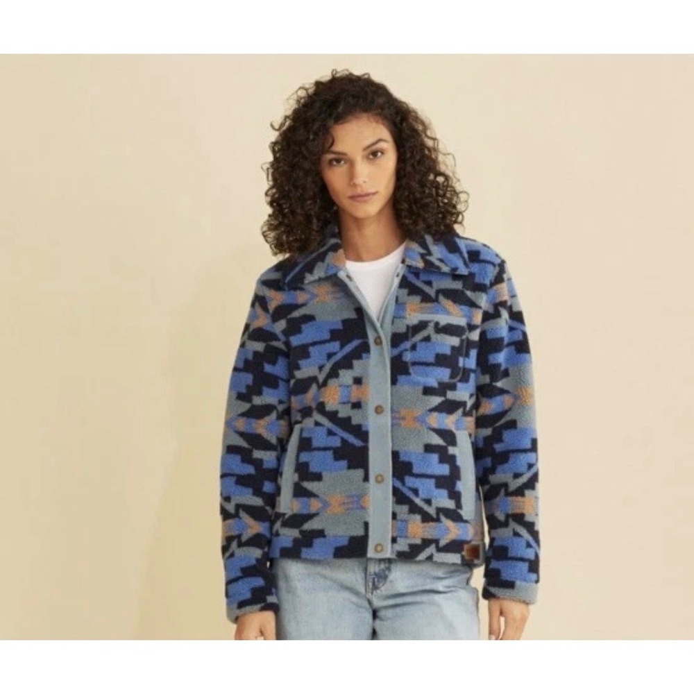 Pendleton 193 Angelica Snap Front Southwest Aztec Berber Fleece Jacket M